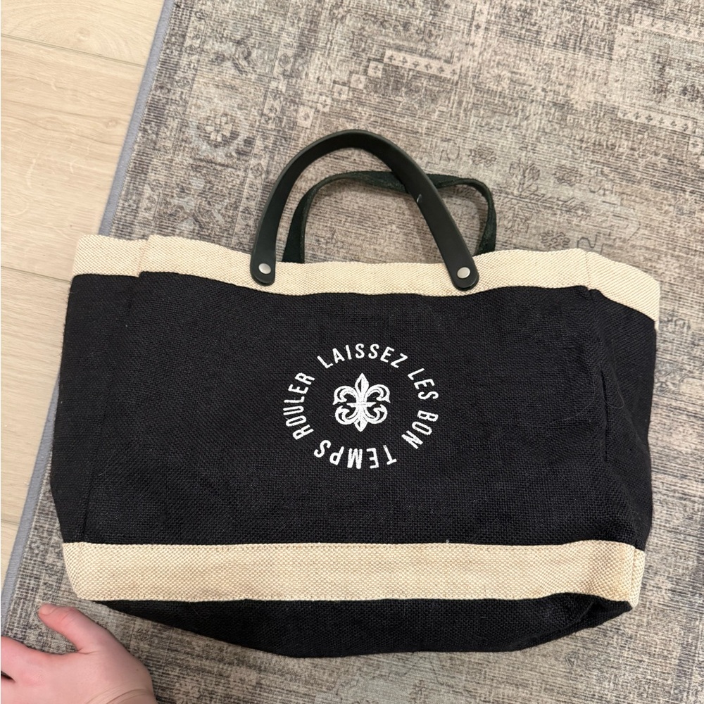 Black and Cream Canvas Tote Bag with Logo